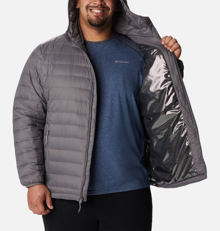 Men's Columbia Voodoo Falls 590 TurboDown Hooded Jackets Dark Grey | Plus Size CA-S0AC8